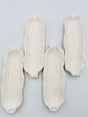 Signature Housewares Corn on the Cob Plates White Set Of 4 Japan Fall Vintage